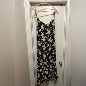 Reformation Black and Cream Floral Maxi Dress